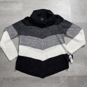 Black, Gray, and White Turtleneck Sweater